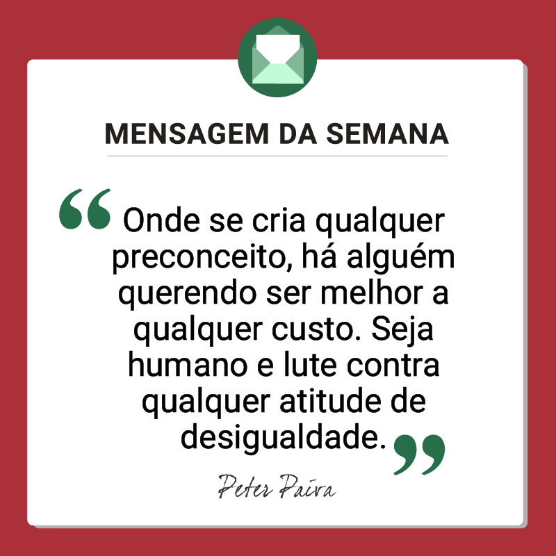 Mensagem da Semana - "Todos temos o mesmo potencial, nos resta entender essa missão e ser cada vez mais luz nessa vida!"